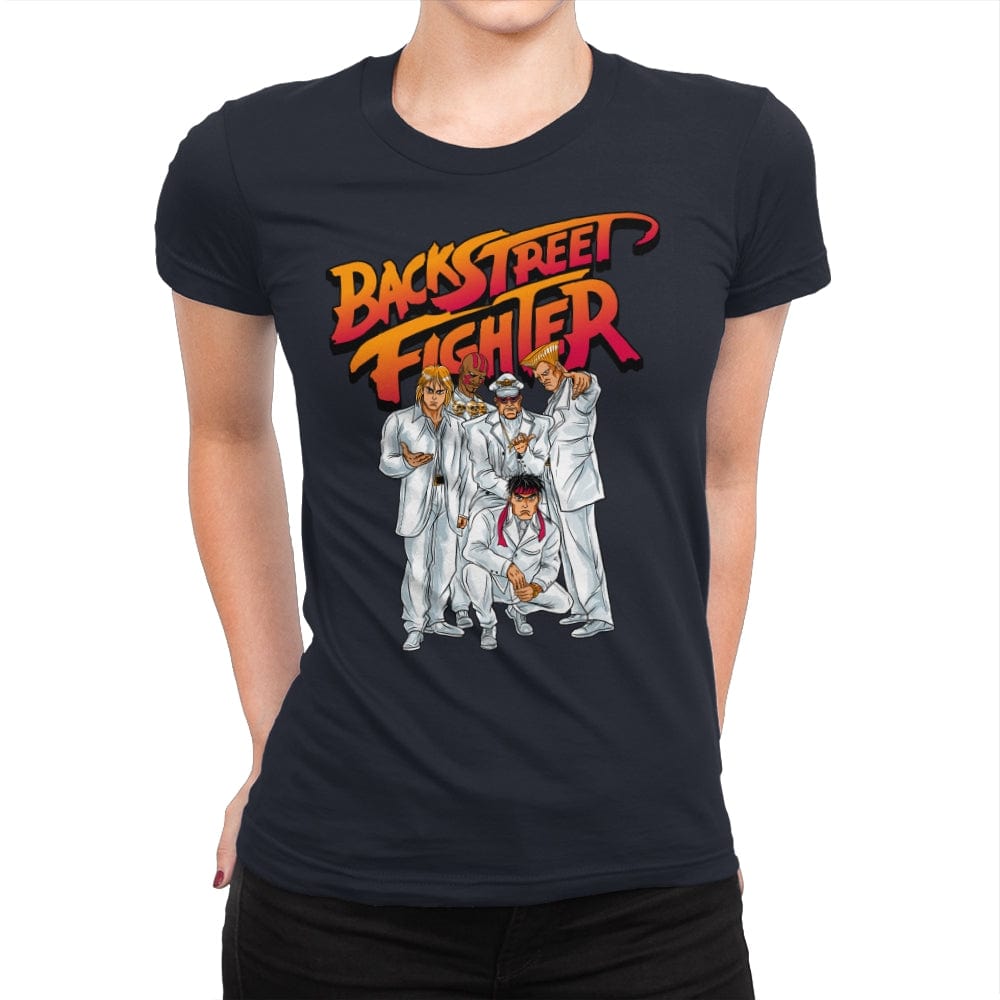 Backstreet Fighter - Womens Premium T-Shirts RIPT Apparel Small / Midnight Navy