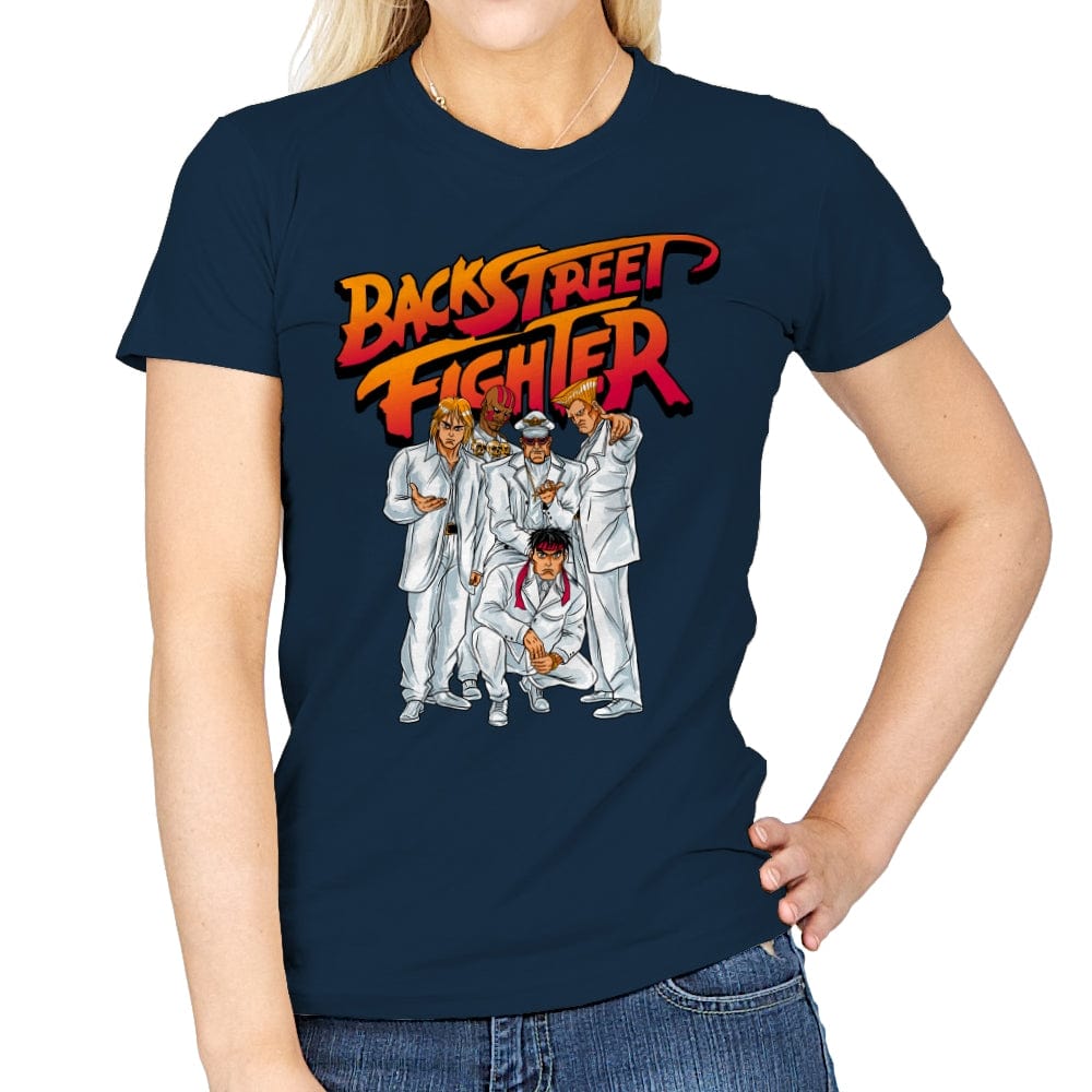Backstreet Fighter - Womens T-Shirts RIPT Apparel Small / Navy