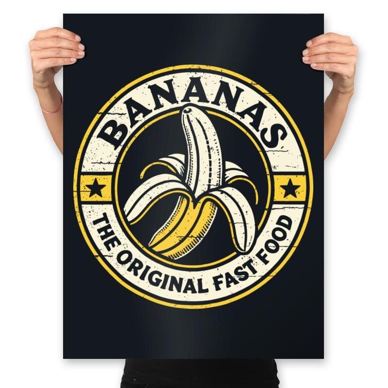 Bananas - The Original Fast Food - Prints Posters RIPT Apparel 18x24 / Black