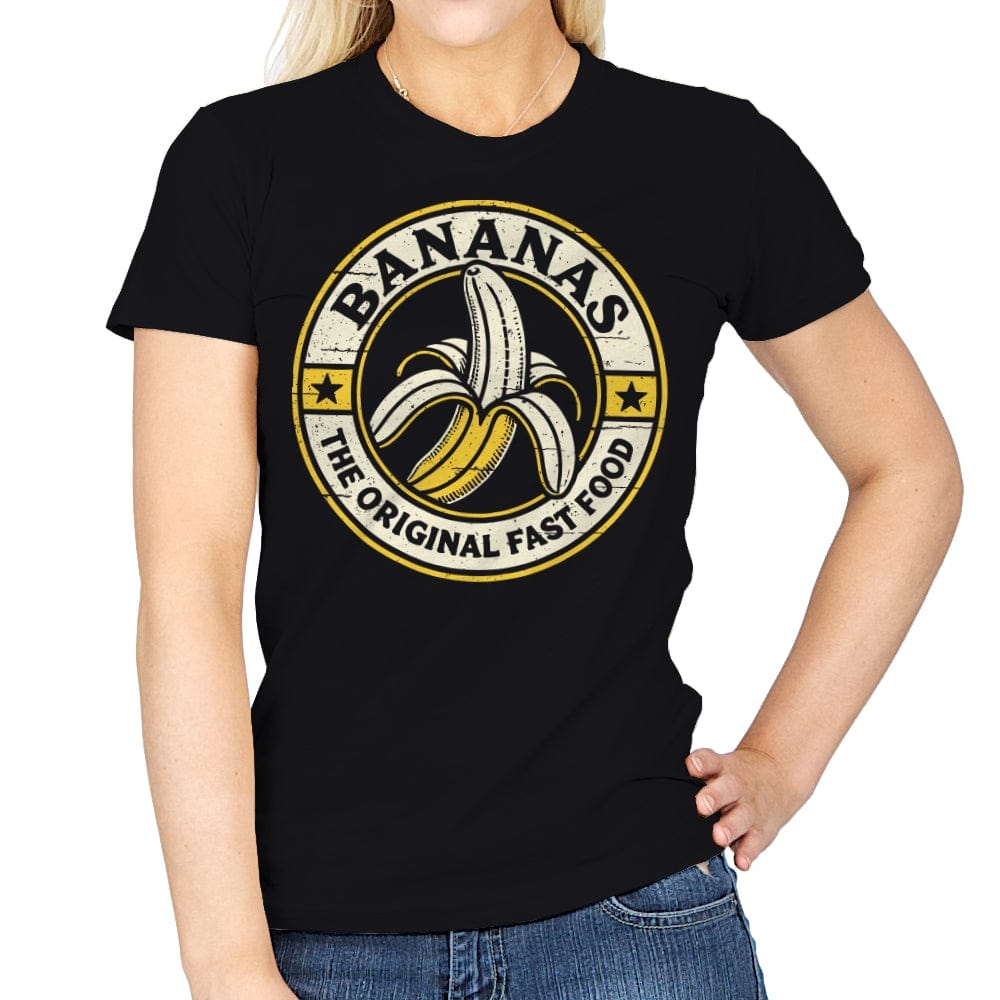 Bananas - The Original Fast Food - Womens T-Shirts RIPT Apparel Small / Black