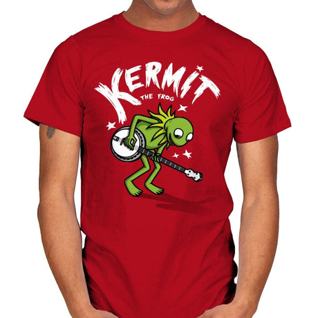 Banjoist Frog! - Mens T-Shirts RIPT Apparel Small / Red