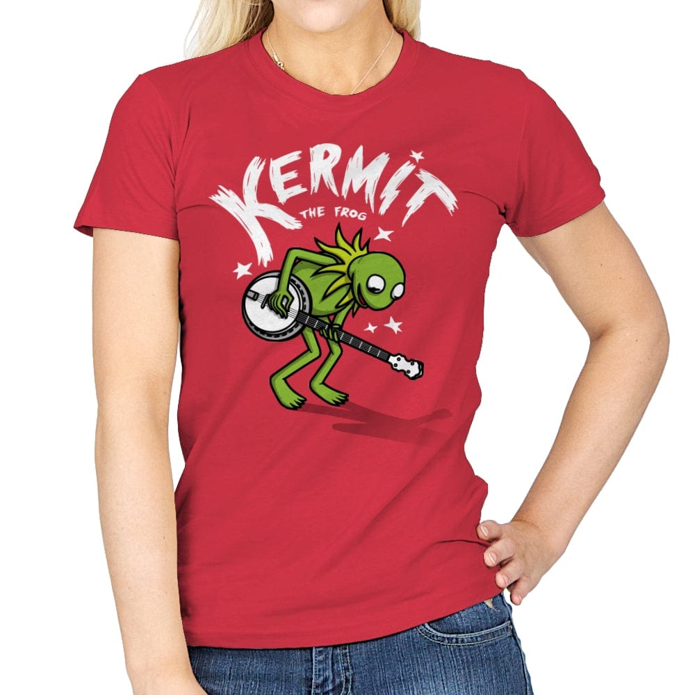 Banjoist Frog! - Womens T-Shirts RIPT Apparel Small / Red