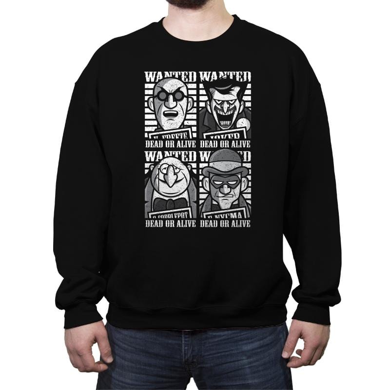 Bat's Most Wanted - Crew Neck Sweatshirt Crew Neck Sweatshirt RIPT Apparel Small / Black