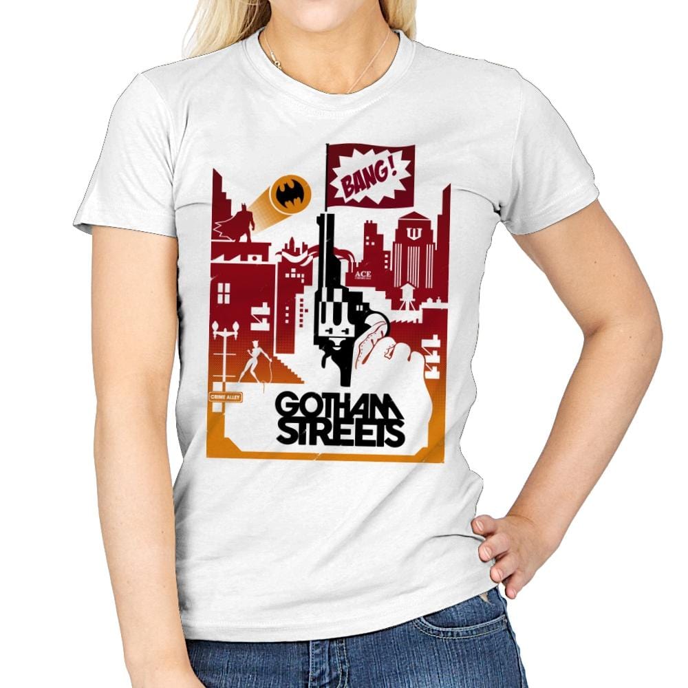 Bat Streets - Womens T-Shirts RIPT Apparel Small / White