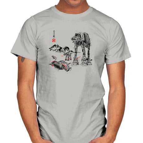 Battle in the Snow Sumi-E - Sumi Ink Wars - Mens T-Shirts RIPT Apparel Small / Ice Grey