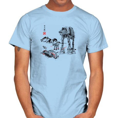 Battle in the Snow Sumi-E - Sumi Ink Wars - Mens T-Shirts RIPT Apparel Small / Light Blue