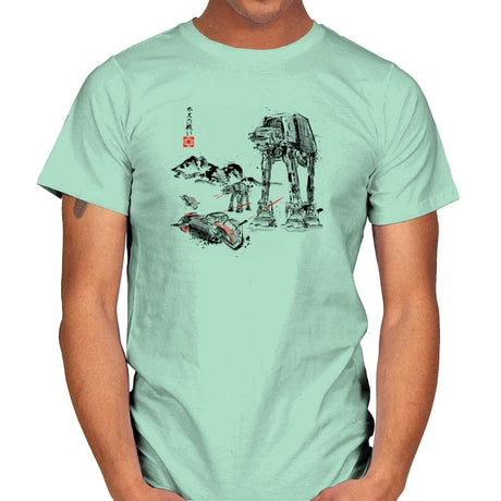 Battle in the Snow Sumi-E - Sumi Ink Wars - Mens T-Shirts RIPT Apparel Small / Mint Green