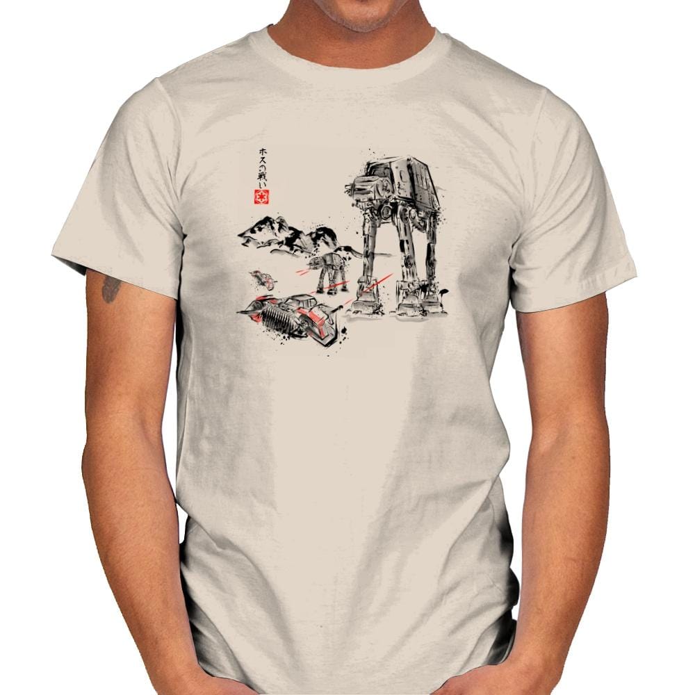 Battle in the Snow Sumi-E - Sumi Ink Wars - Mens T-Shirts RIPT Apparel Small / Natural
