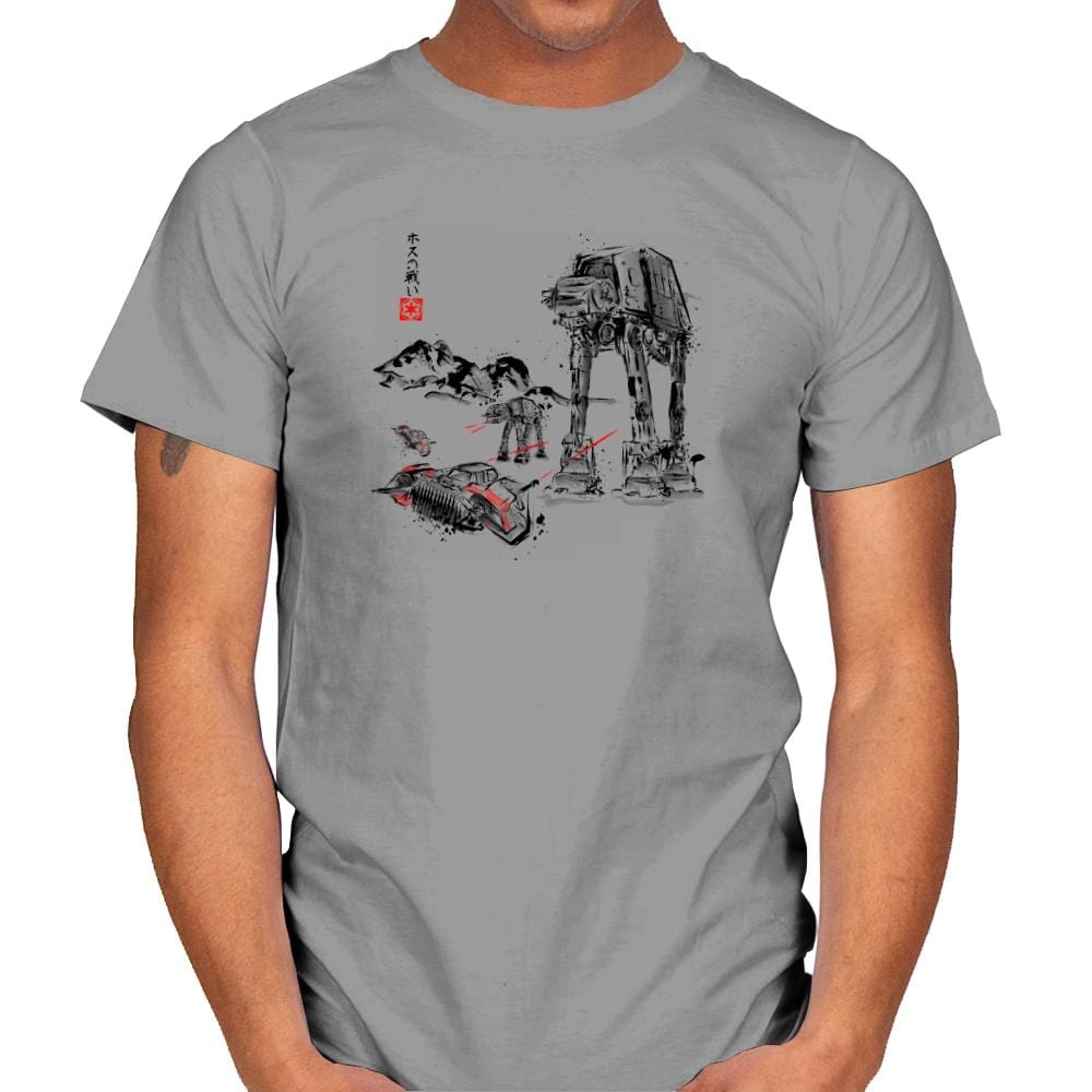 Battle in the Snow Sumi-E - Sumi Ink Wars - Mens T-Shirts RIPT Apparel Small / Sport Grey