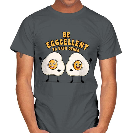 Be Eggcellent To Each Other - Mens T-Shirts RIPT Apparel Small / Charcoal