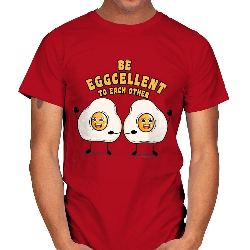 Be Eggcellent To Each Other - Mens T-Shirts RIPT Apparel Small / Red