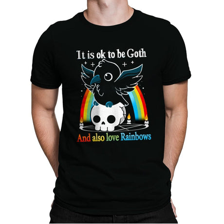 Be Goth and Also Love Rainbows - Mens Premium T-Shirts RIPT Apparel Small / Black