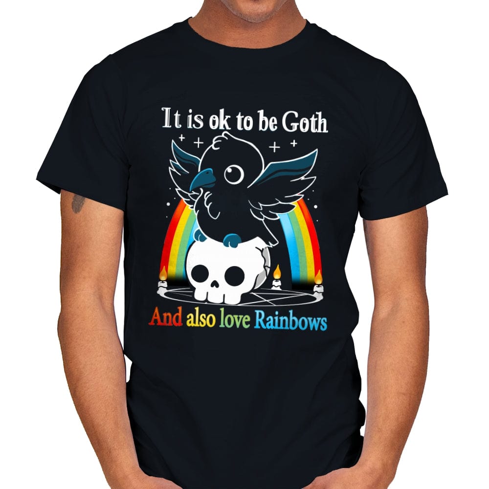 Be Goth and Also Love Rainbows - Mens T-Shirts RIPT Apparel Small / Black