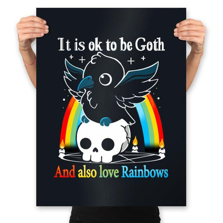 Be Goth and Also Love Rainbows - Prints Posters RIPT Apparel 18x24 / Black