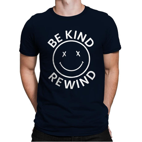 Be Kind Rewind VHS - Mens Premium T-Shirts RIPT Apparel Small / Midnight Navy