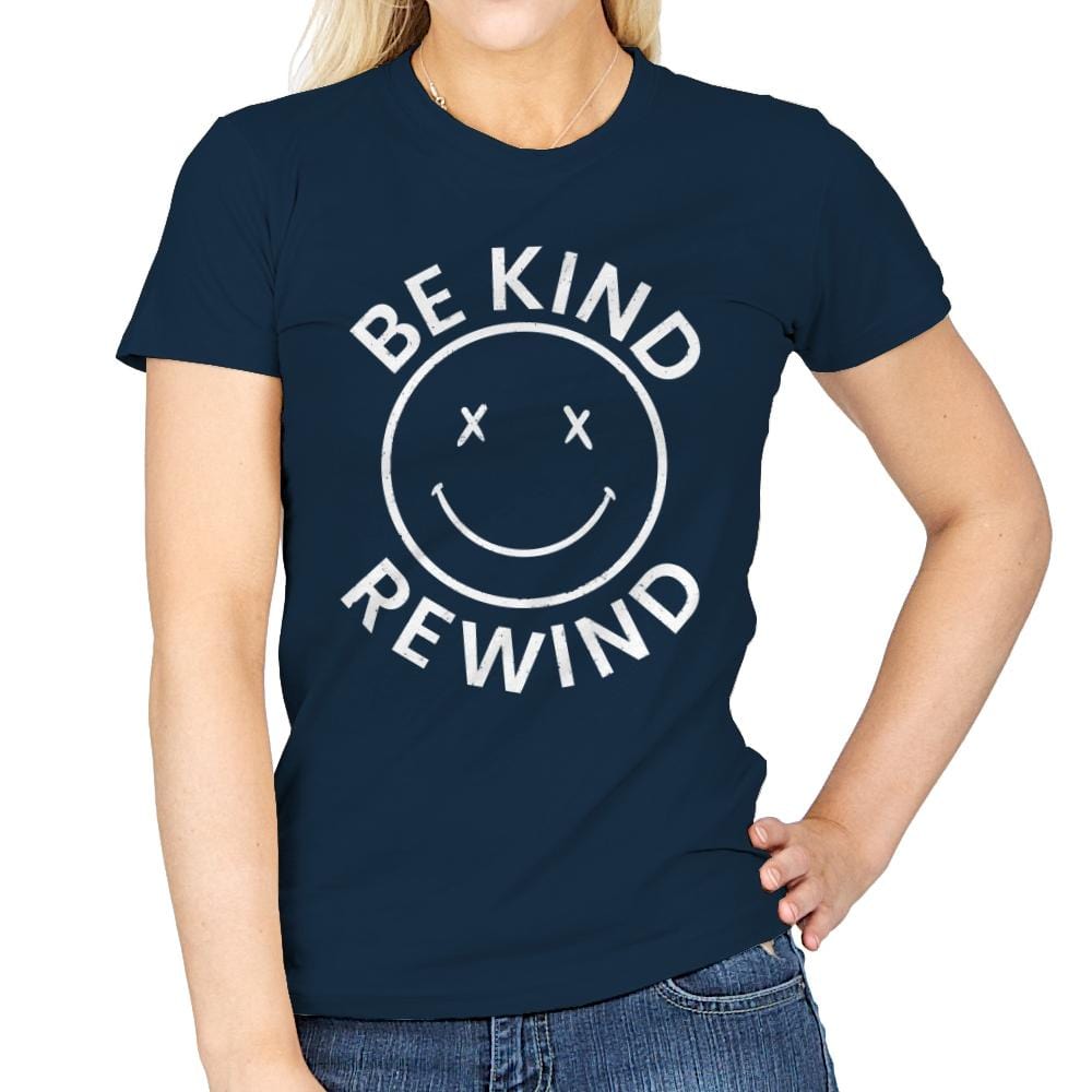 Be Kind Rewind VHS - Womens T-Shirts RIPT Apparel Small / Navy