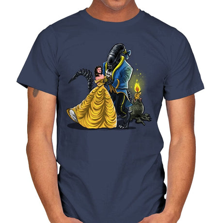 Beauty and the Alien - Mens T-Shirts RIPT Apparel Small / Navy