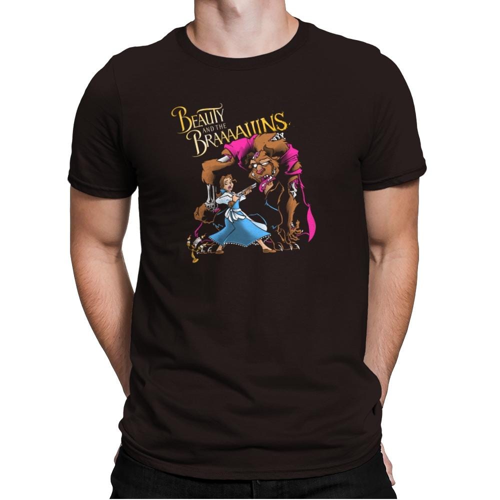Beauty and the Brains Exclusive - Mens Premium T-Shirts RIPT Apparel Small / Dark Chocolate