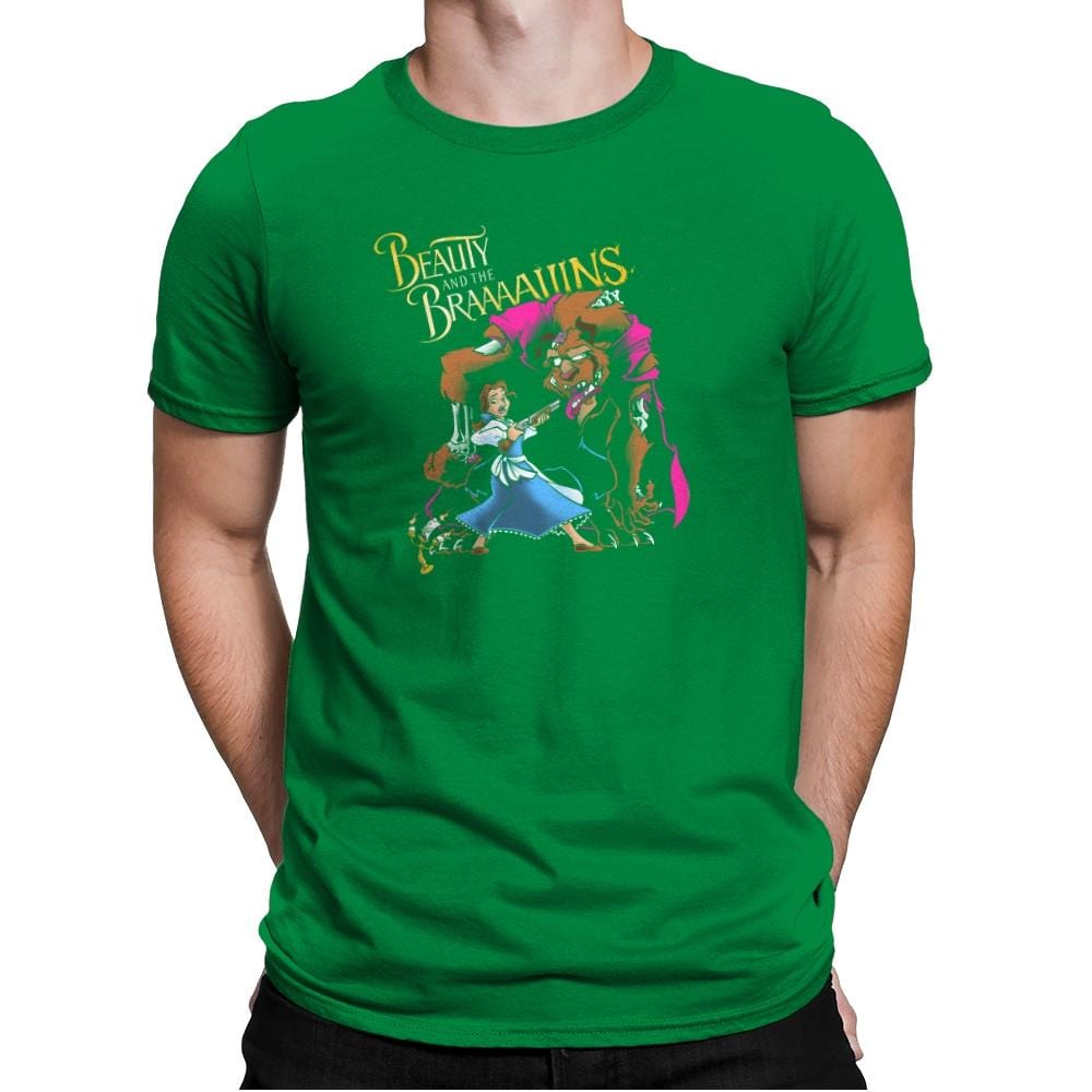 Beauty and the Brains Exclusive - Mens Premium T-Shirts RIPT Apparel Small / Kelly Green