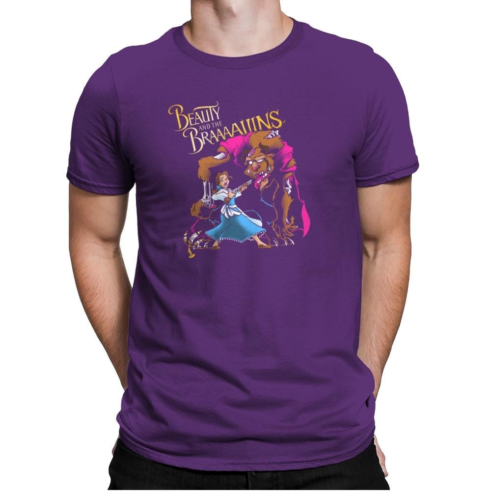Beauty and the Brains Exclusive - Mens Premium T-Shirts RIPT Apparel Small / Purple Rush
