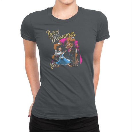 Beauty and the Brains Exclusive - Womens Premium T-Shirts RIPT Apparel Small / Heavy Metal