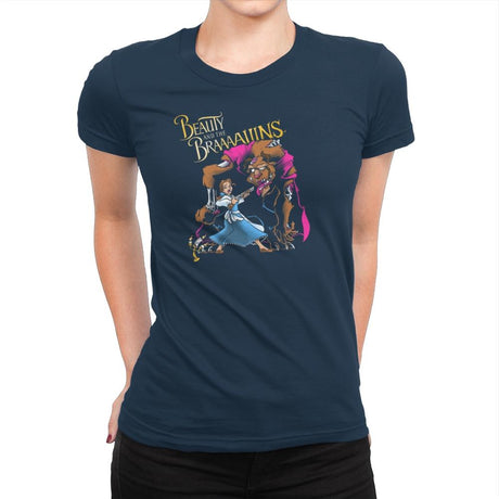 Beauty and the Brains Exclusive - Womens Premium T-Shirts RIPT Apparel Small / Midnight Navy
