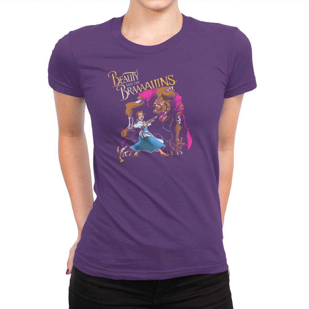 Beauty and the Brains Exclusive - Womens Premium T-Shirts RIPT Apparel Small / Purple Rush
