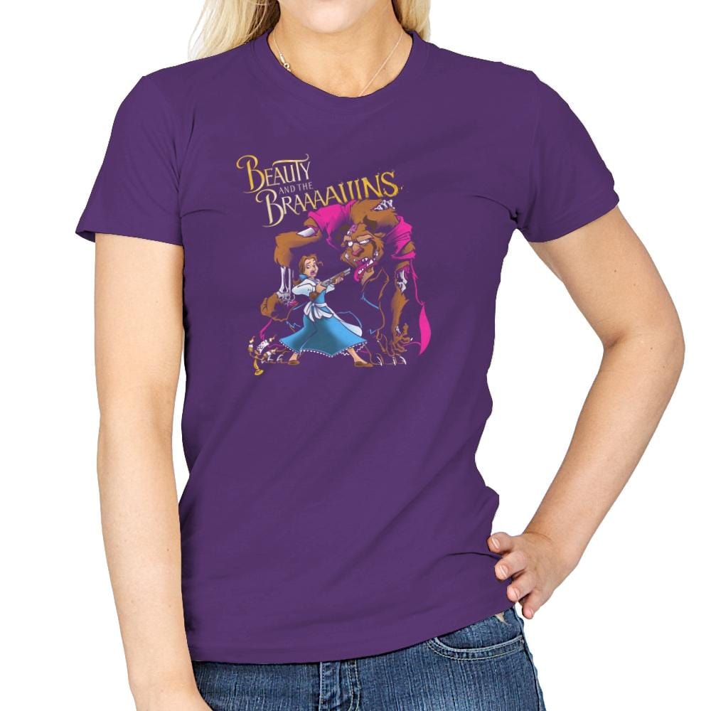Beauty and the Brains Exclusive - Womens T-Shirts RIPT Apparel Small / Purple