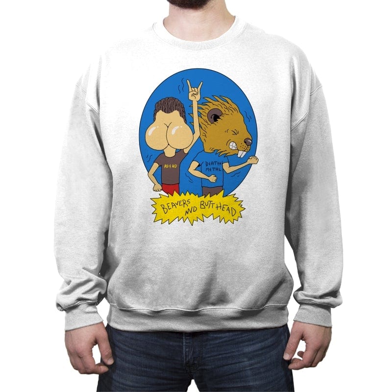Beavers and Butt-Head - Crew Neck Sweatshirt Crew Neck Sweatshirt RIPT Apparel Small / White