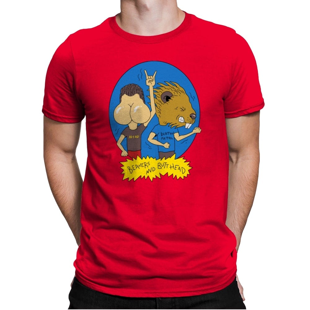 Beavers and Butt-Head - Mens Premium T-Shirts RIPT Apparel Small / Red