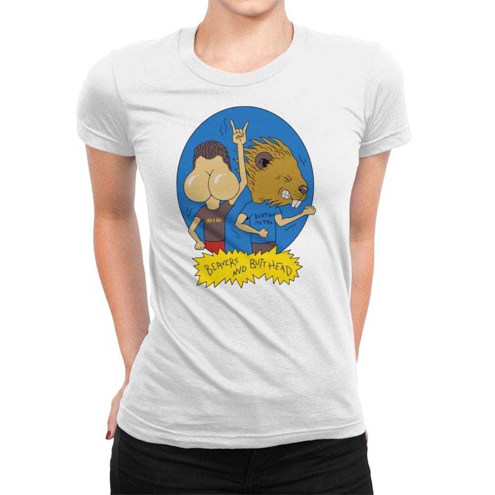 Beavers and Butt-Head - Womens Premium T-Shirts RIPT Apparel Small / White
