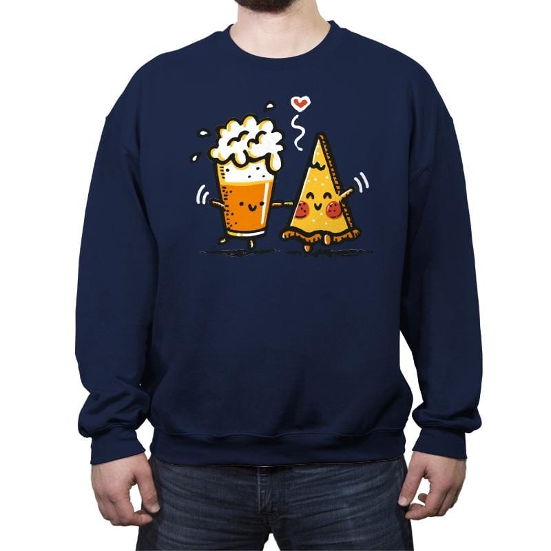 Beer and Pizza - Crew Neck Sweatshirt Crew Neck Sweatshirt RIPT Apparel Small / Navy