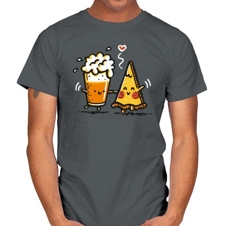 Beer and Pizza - Mens T-Shirts RIPT Apparel Small / Charcoal