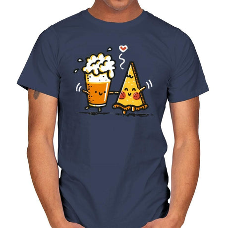 Beer and Pizza - Mens T-Shirts RIPT Apparel Small / Navy