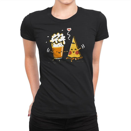 Beer and Pizza - Womens Premium T-Shirts RIPT Apparel Small / Black