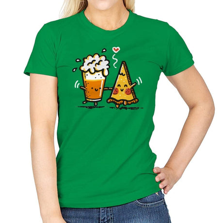 Beer and Pizza - Womens T-Shirts RIPT Apparel Small / Irish Green