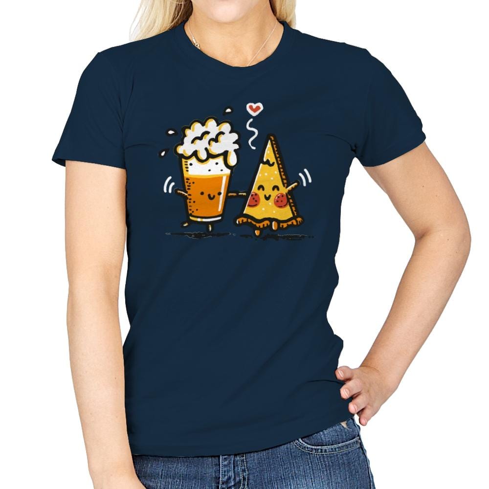 Beer and Pizza - Womens T-Shirts RIPT Apparel Small / Navy
