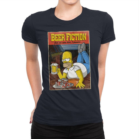 Beer Fiction - Womens Premium T-Shirts RIPT Apparel Small / Midnight Navy