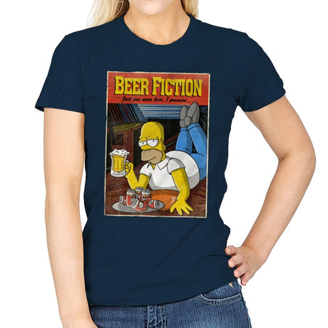 Beer Fiction - Womens T-Shirts RIPT Apparel Small / Navy