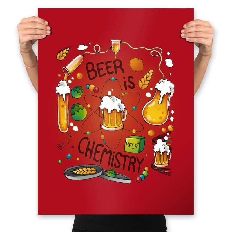 Beer is Chemistry - Prints Posters RIPT Apparel 18x24 / Red