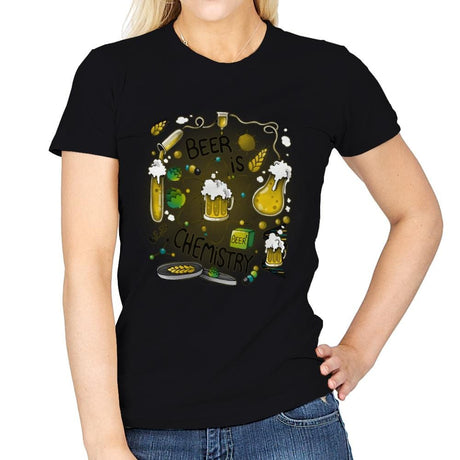 Beer is Chemistry - Womens T-Shirts RIPT Apparel Small / Black