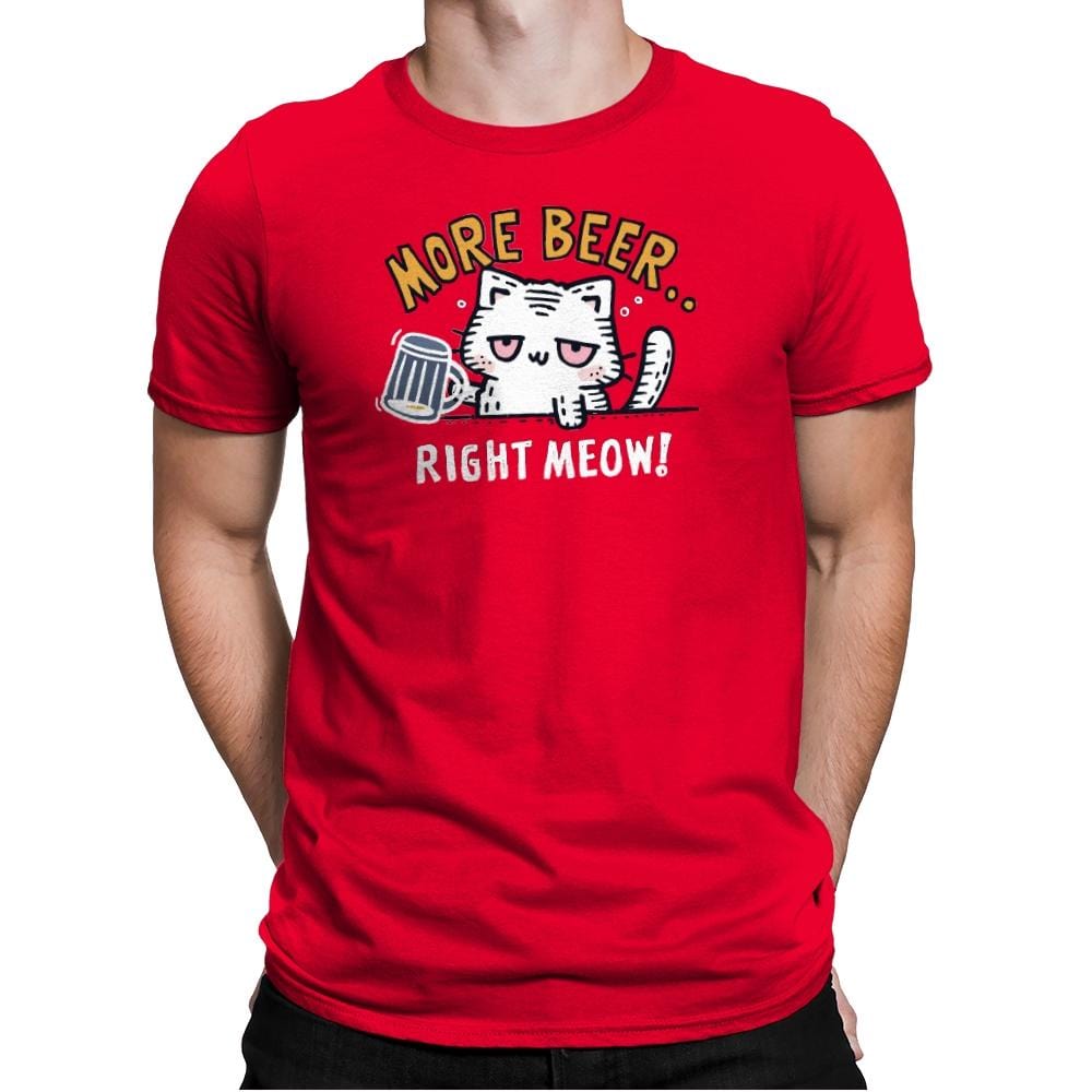 Beer Right Meow - Mens Premium T-Shirts RIPT Apparel Small / Red