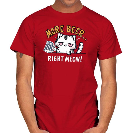 Beer Right Meow - Mens T-Shirts RIPT Apparel Small / Red