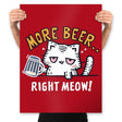 Beer Right Meow - Prints Posters RIPT Apparel 18x24 / Red