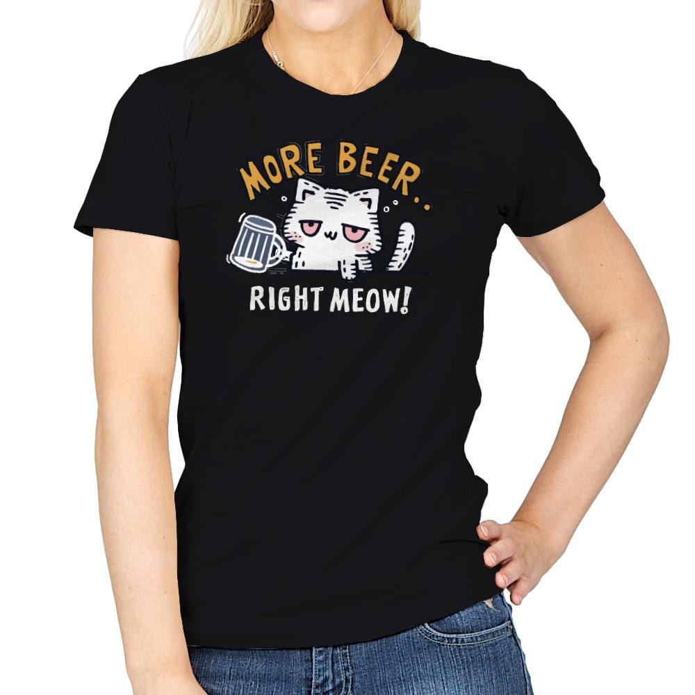 Beer Right Meow - Womens T-Shirts RIPT Apparel Small / Black