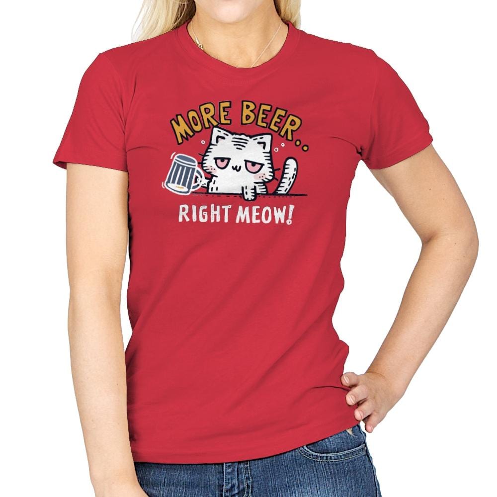 Beer Right Meow - Womens T-Shirts RIPT Apparel Small / Red