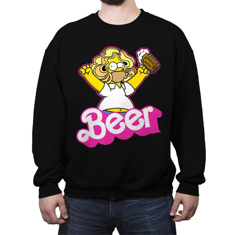 Beerbie - Crew Neck Sweatshirt Crew Neck Sweatshirt RIPT Apparel Small / Black