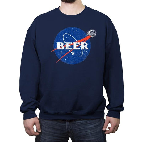 Beers in Space - Crew Neck Sweatshirt Crew Neck Sweatshirt RIPT Apparel Small / Navy