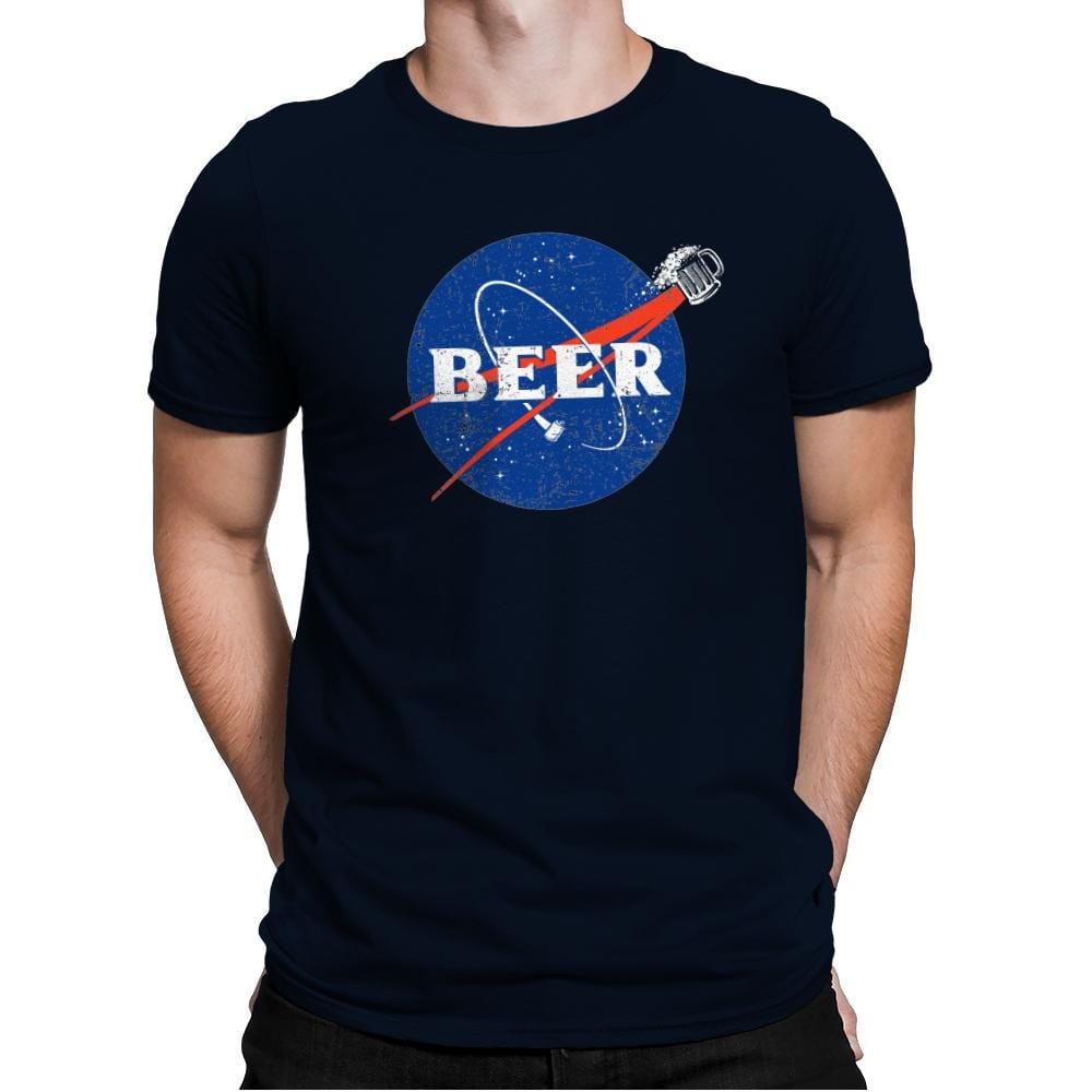 Beers in Space - Mens Premium T-Shirts RIPT Apparel Small / Midnight Navy