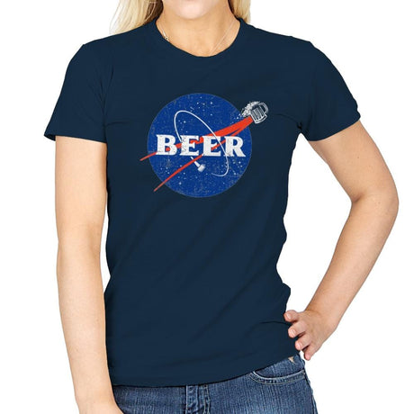 Beers in Space - Womens T-Shirts RIPT Apparel Small / Navy